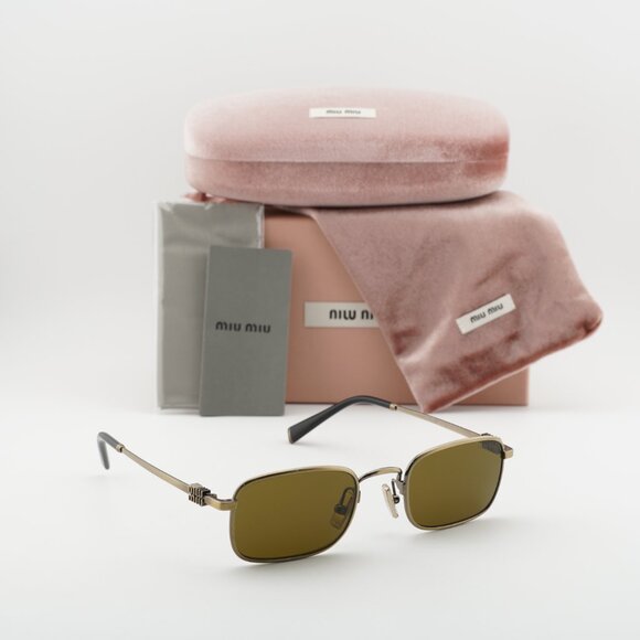 Miu Miu MUA53S 26C09Z Rectangle Sunglasses – Old Gold/Dark Brown main image 8